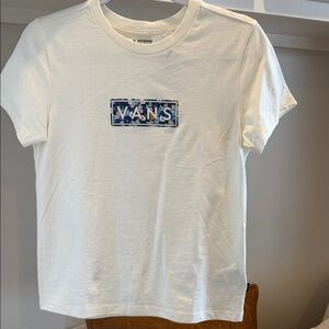 Vans Cream Tee with Vibrant Logo